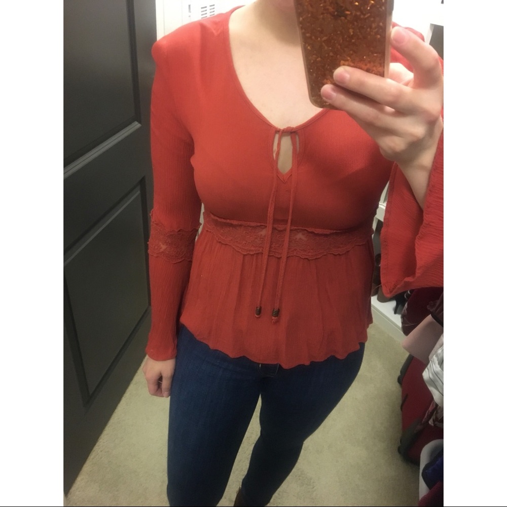Long Sleeve V Neck Top